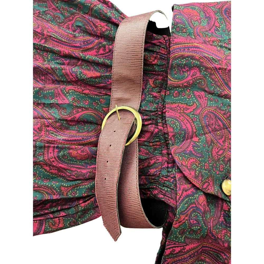 Patty O'Neil Vintage Paisley Dress Set with Cropped Jacket and Belt Pink Green 8